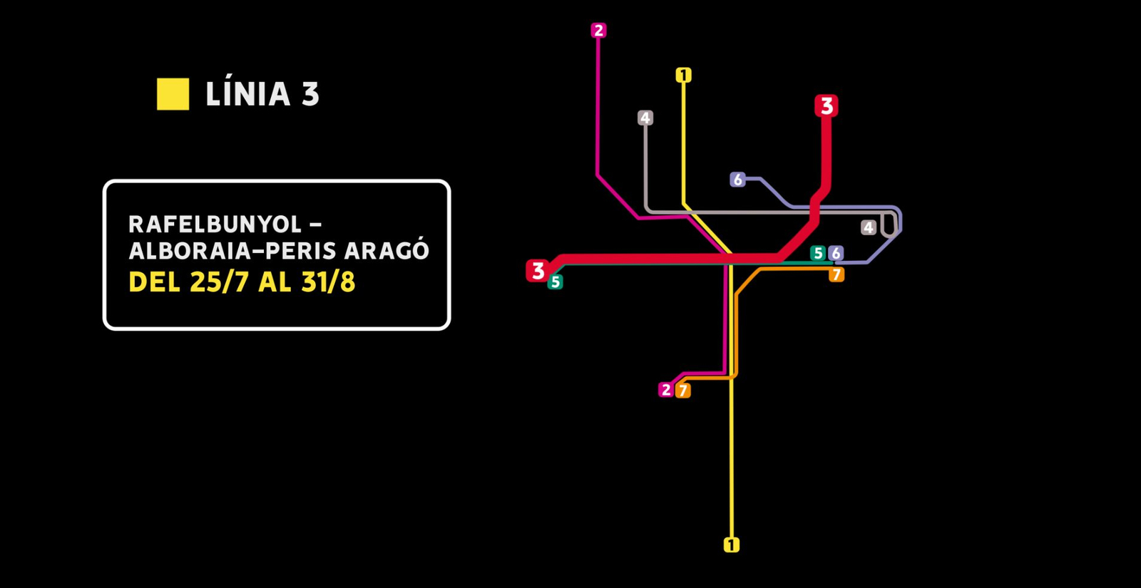 Trams tallats a la línia 3 de Metrovalència