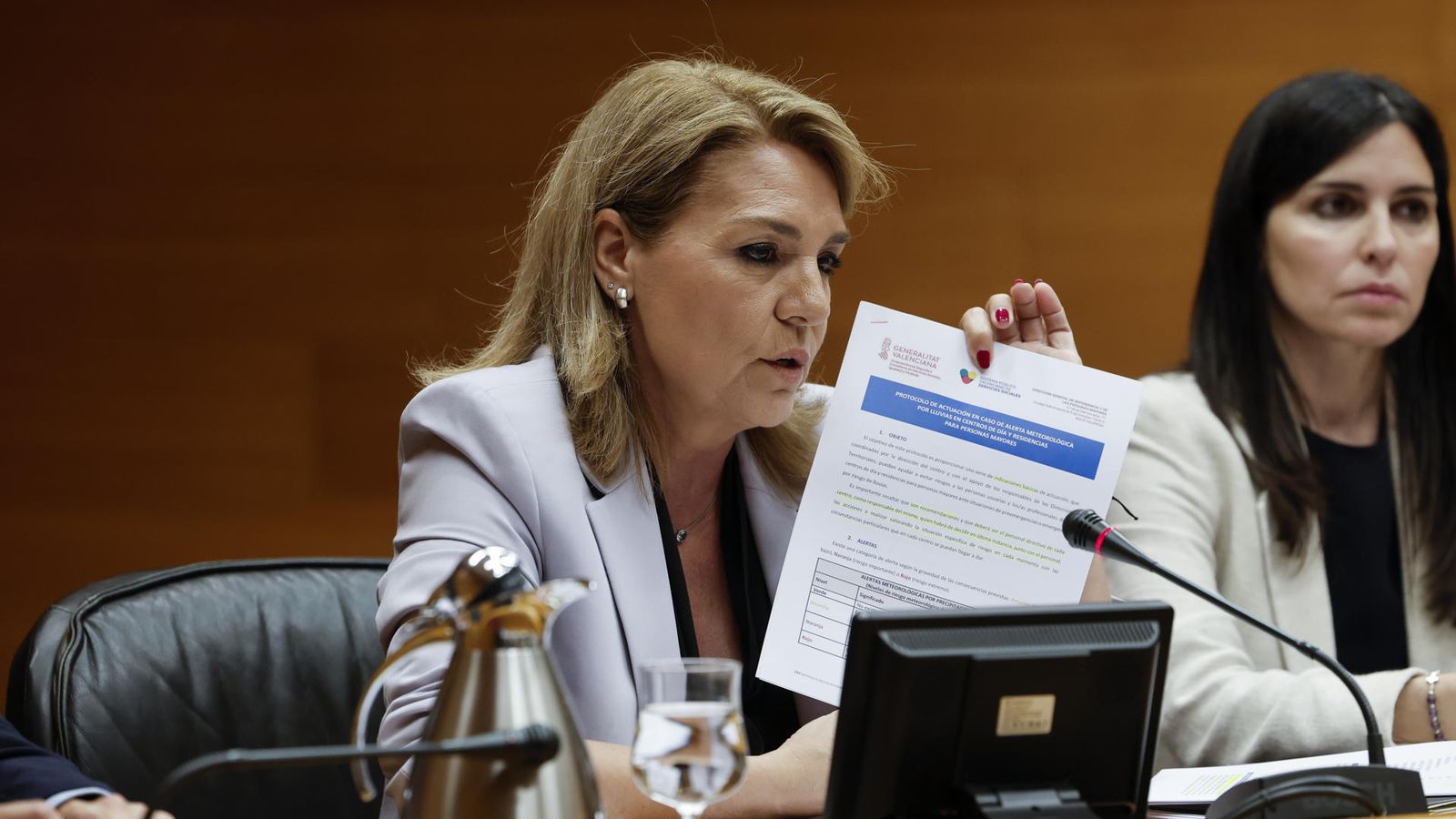 La vicepresidenta primera i consellera de Vivenda, Susana Camarero, este dimarts a les Corts