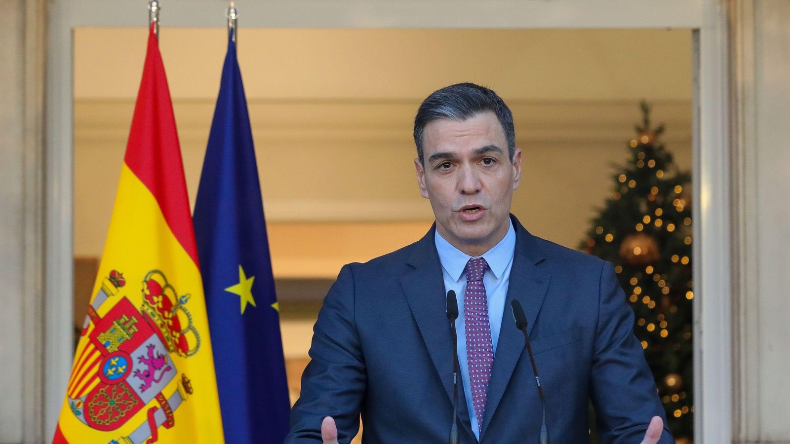 Pedro Sánchez en una declaració institucional