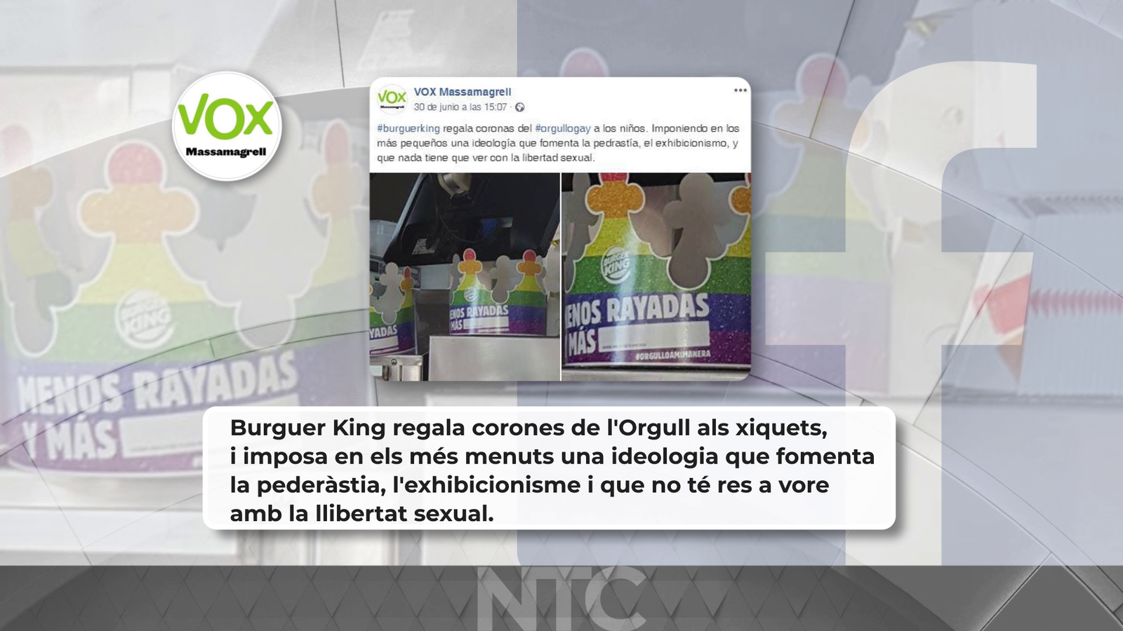 Vox Massamagrell vincula en xarxes l’Orgull amb el foment de la pederàstia