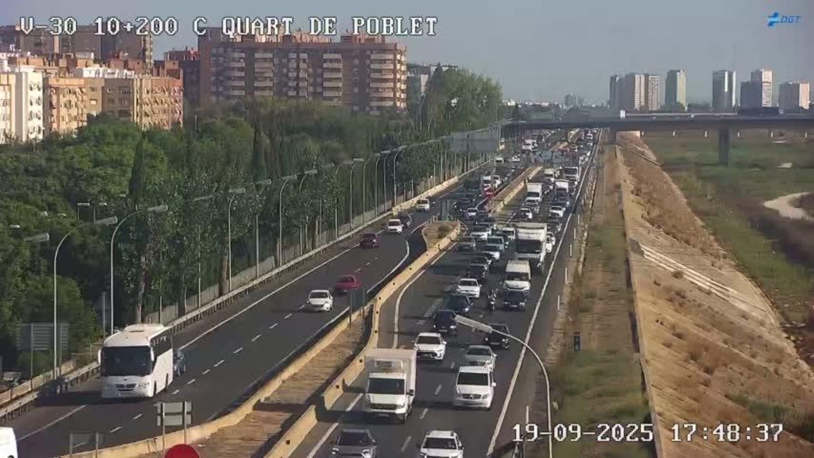 Imatge de la V-30 a l'altura de Quart de Poblet este divendres a la vesprada
