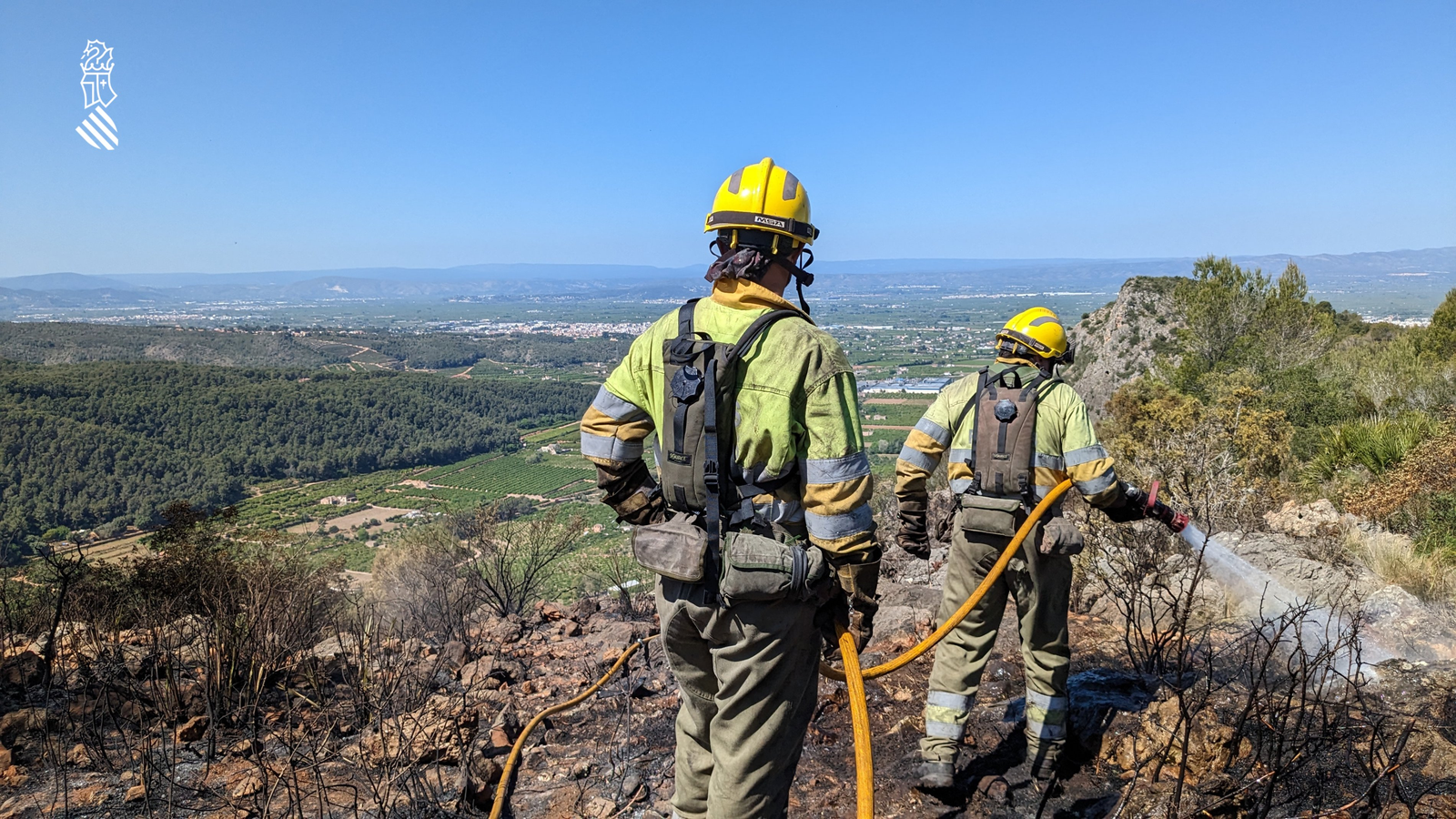 Bombers treballant a l'incendi d'Alzira Bombers treballant a l'incendi d'Alzira