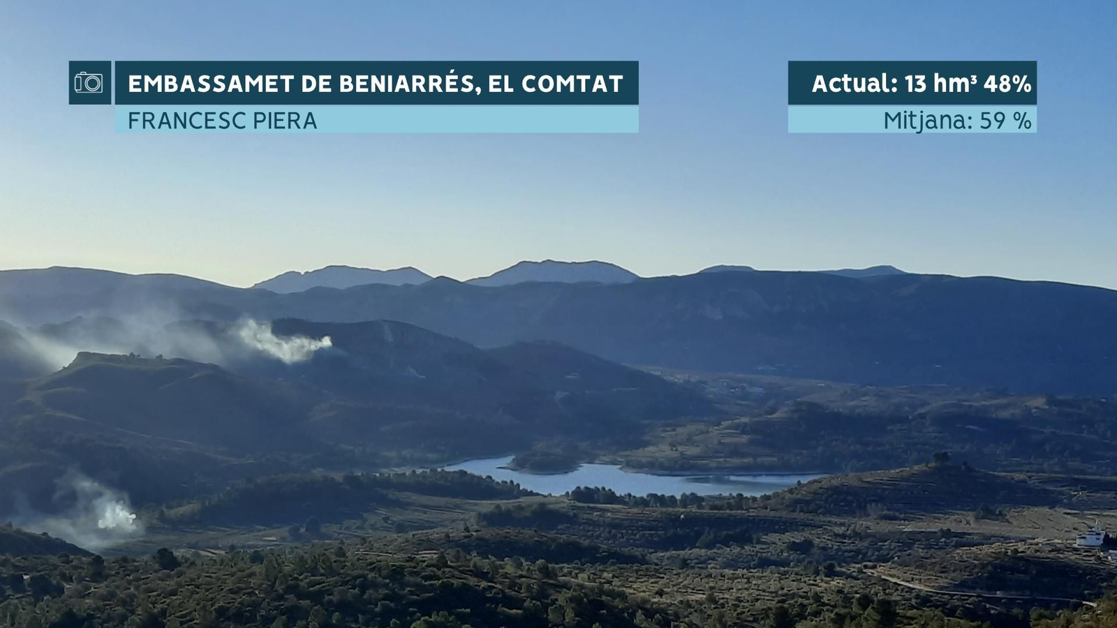 L'embassament de Beniarrés, al Comtat, està al 48% de capacitat, 11 punts per davall de la mitjana