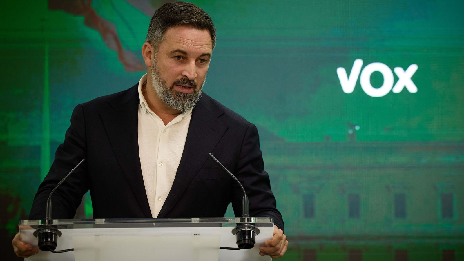 El president de Vox, Santiago Abascal, aquest dilluns a Madrid