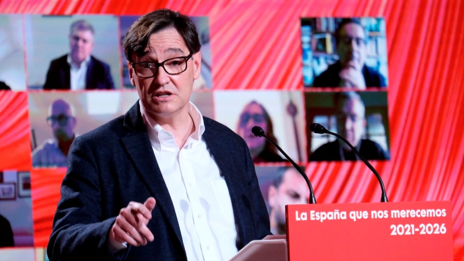 El ministre de Sanitat, Salvador Illa, en l'acte de presentació com a candidat