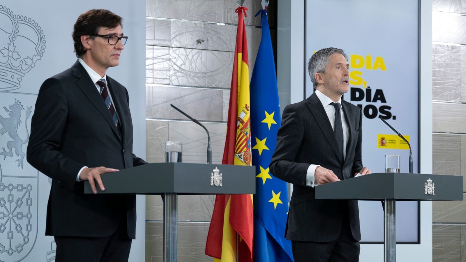 Salvador Illa i Fernando Grande-Marlaska, durant la compareixença