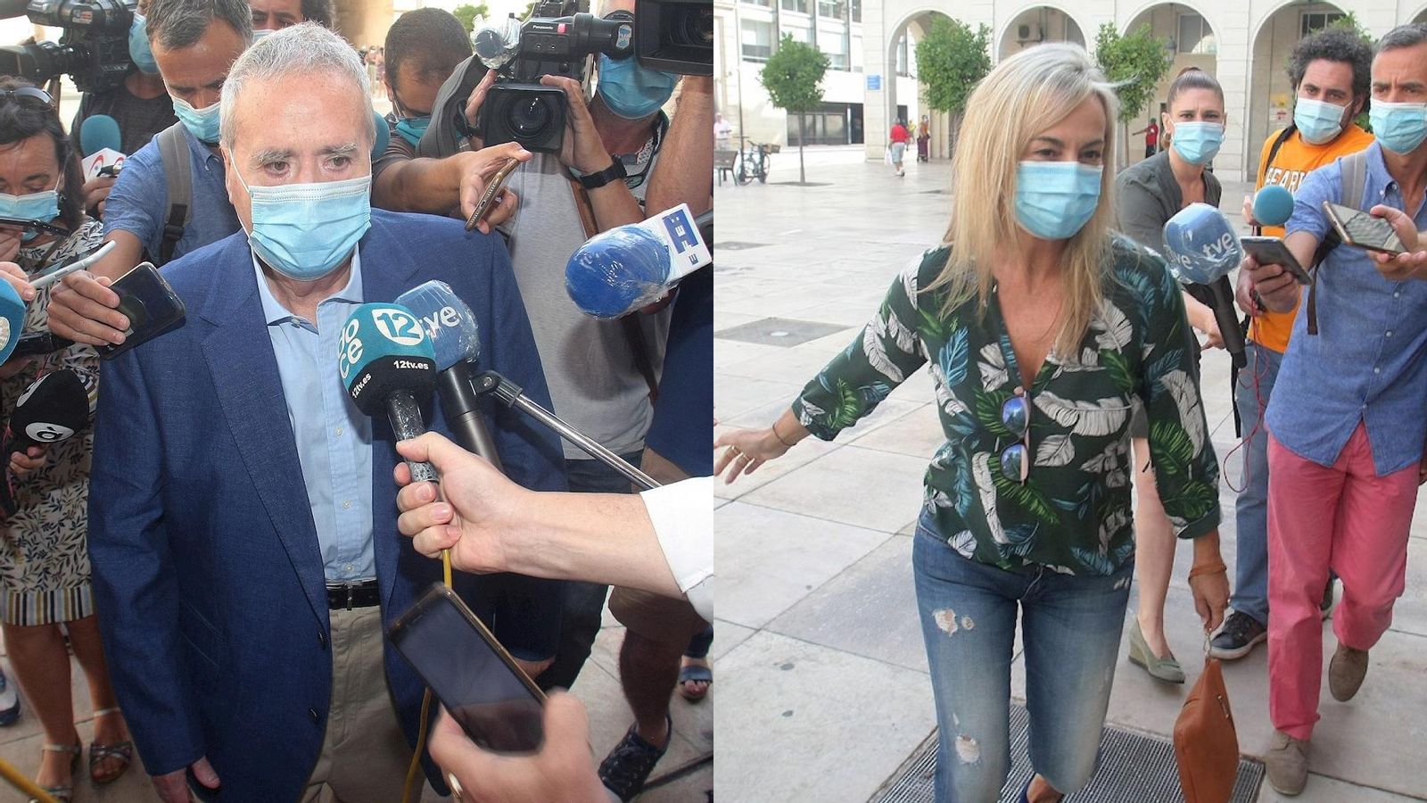 Els exalcaldes populars Luis Díaz Alperi i Sonia Castedo, a l'arribada a l’Audiència Provincial d’Alacant