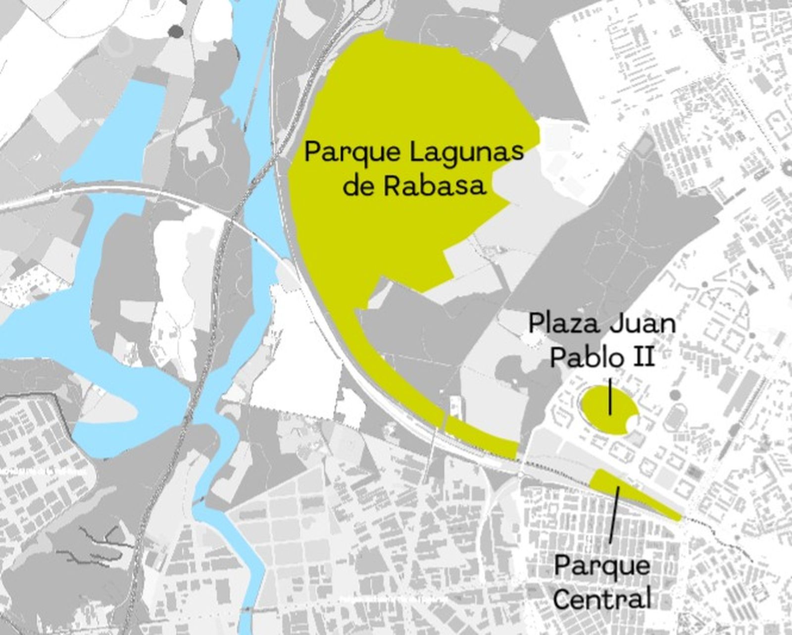 Mapa de l'extensió del futur parc de les Llacunes de Rabassa