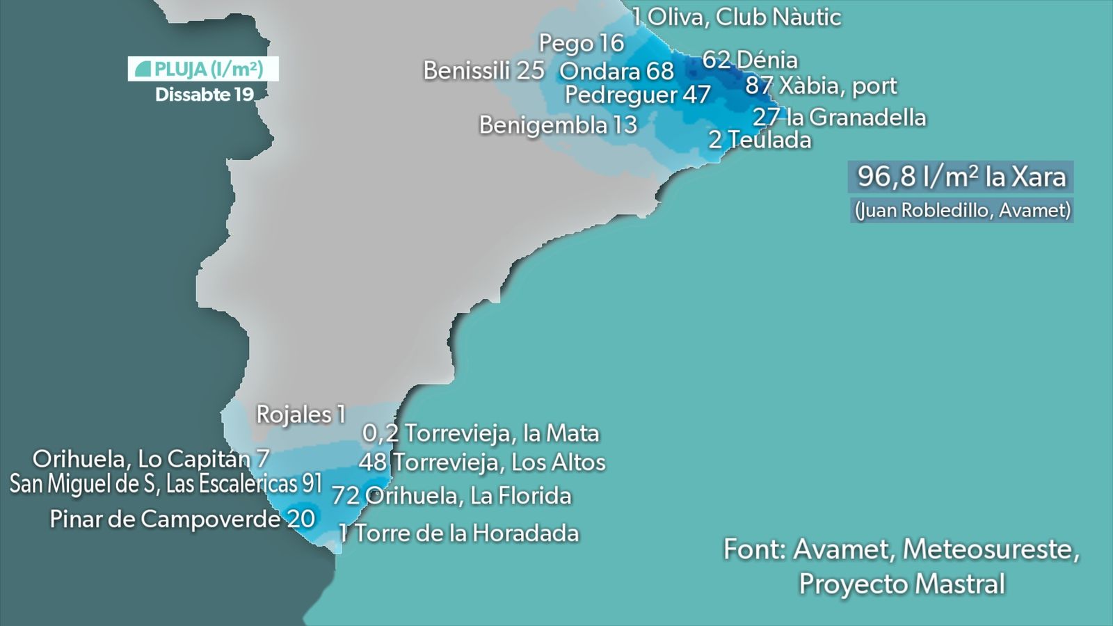 MAPA PLUJA DISSABTE 19