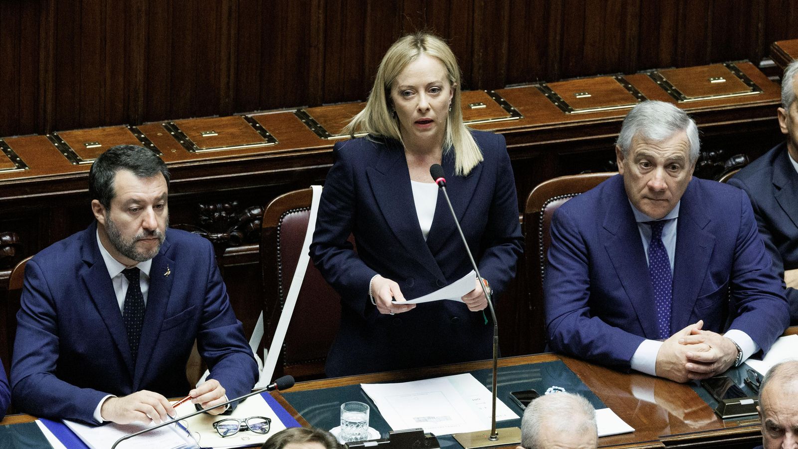 La primera ministra italiana, Giorgia Meloni, durant el seu discurs d'investidura
