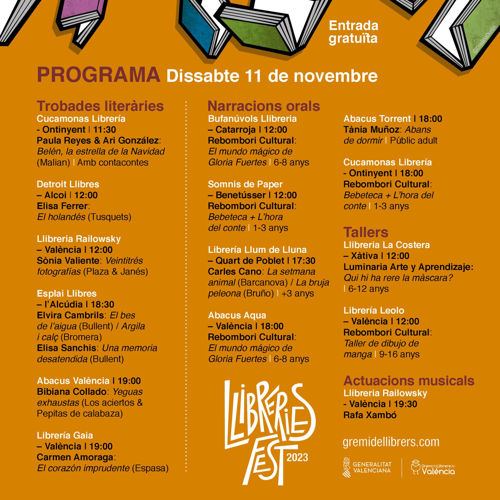 Progrmació d'activitats pel Dia de les Llibreries