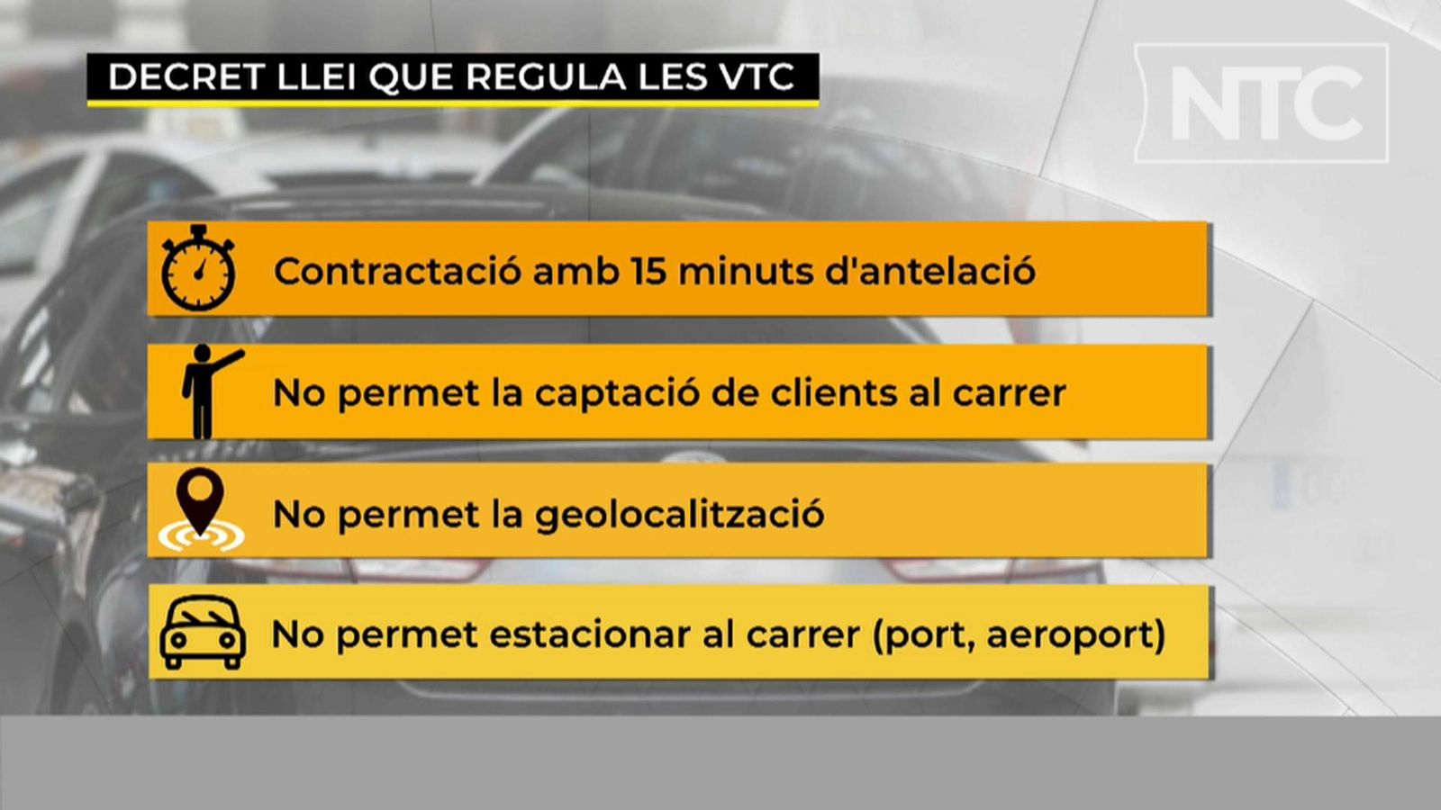 El Consell aprova el decret que obliga a contractar els VTC amb almenys 15 minuts d\'antelació
