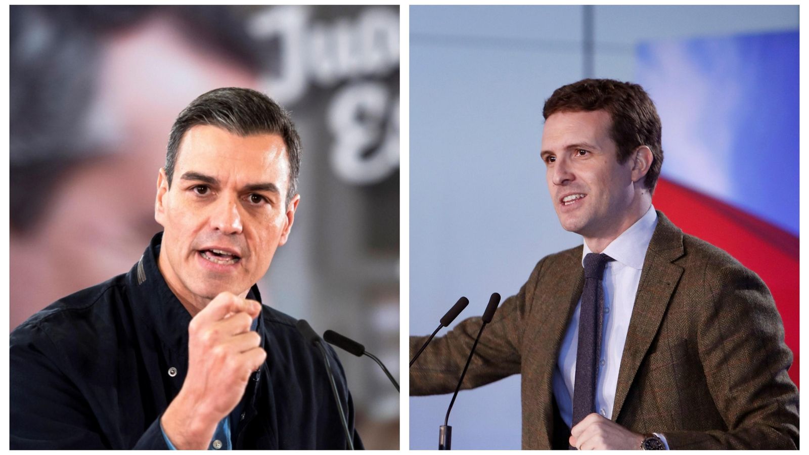 Pedro Sánchez i Pablo Casado en els actes d'aquest dissabte