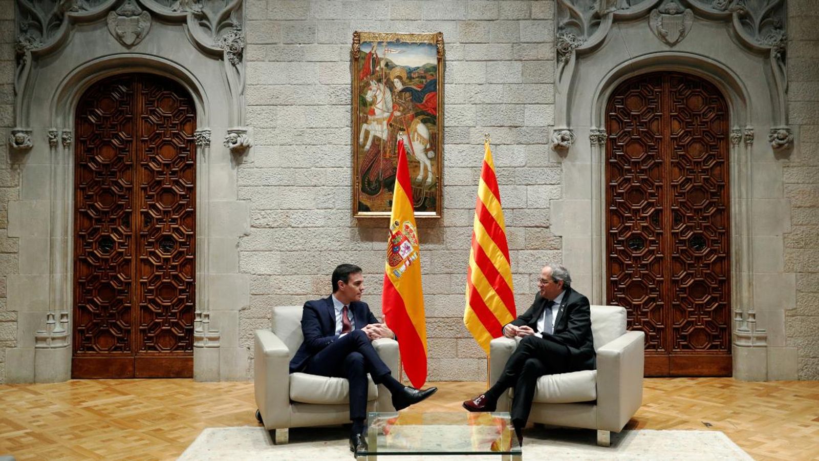 Pedro Sánchez i Quim Torra, al parlament de Catalunya
