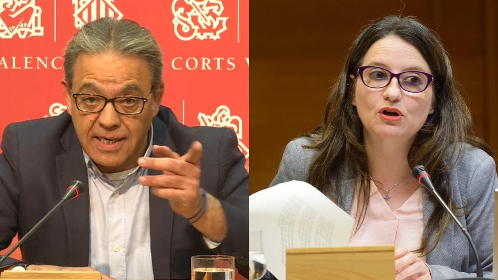 D'esquerra a dreta, el síndic del PSPV Manolo Mata i la vicepresidenta del Consell i membre de Compromís, Mónica Oltra