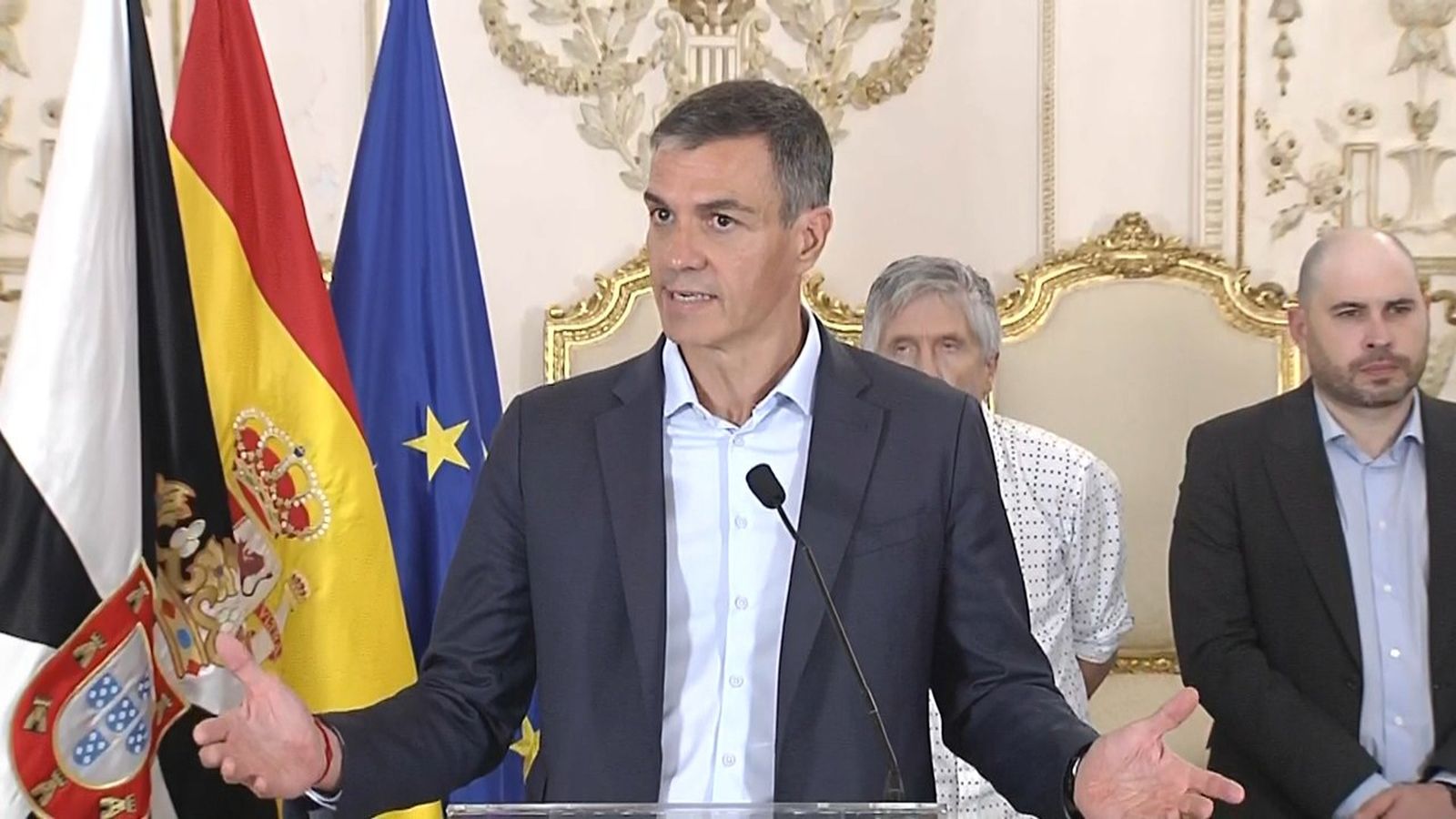Sánchez durant la seua compareixença a Ceuta este divendres