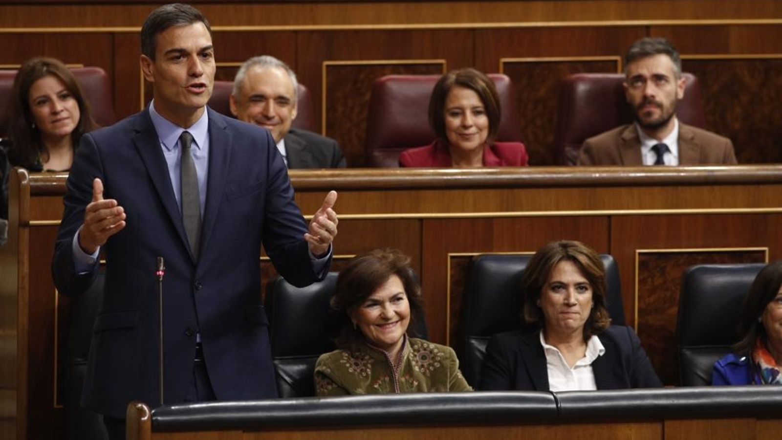 Pedro Sánchez durant la sessió de control de hui