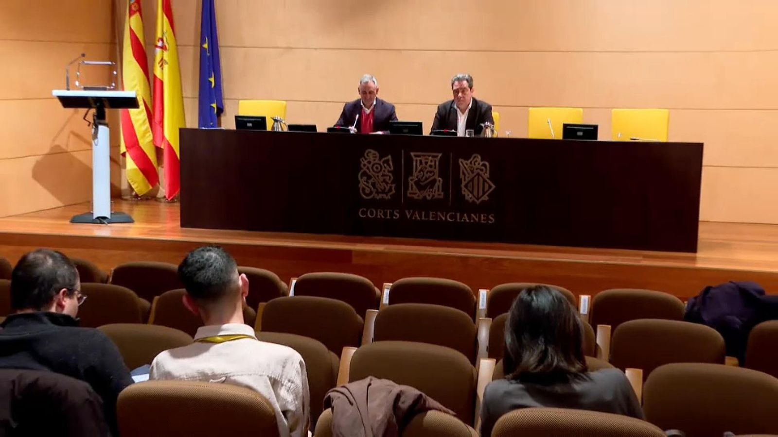 Els sindics Miguel Barrachina (PP) i José Maria Llanos (Vox) en l'anunci de la comissió d'investigació