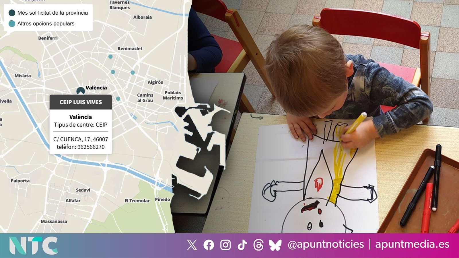 Consulta el mapa dels centres d'infantil més sol·licitats a la Comunitat Valenciana