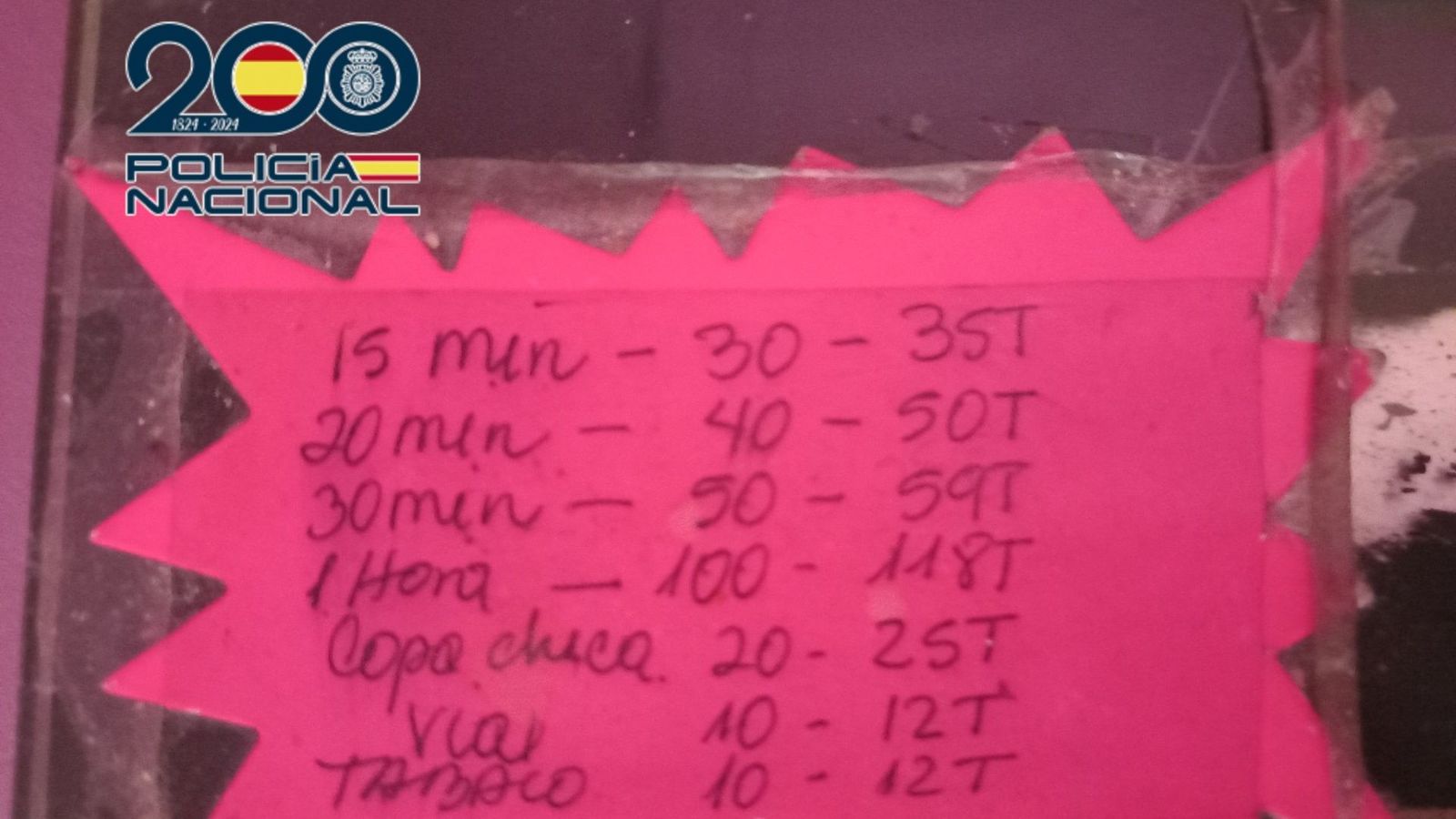 Llistat de preus que es va trobar durant el registre