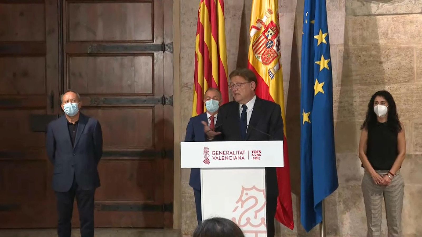 Puig, durant la roda de premsa posterior a la mesa de diàleg social