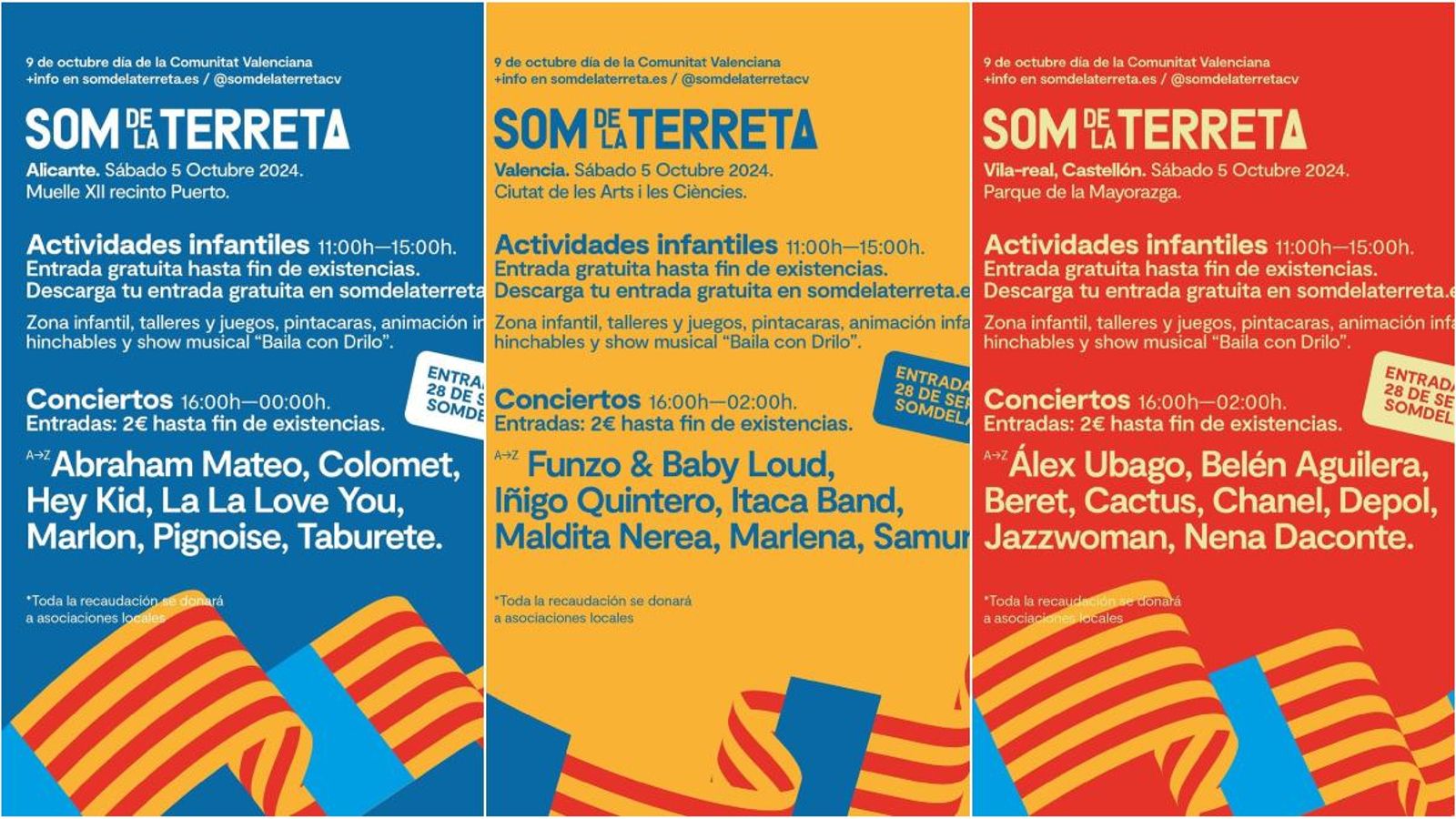 Cartell dels tres concerts del festival 'Som la terreta'