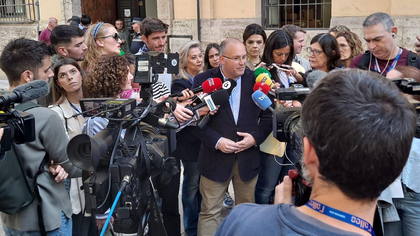 Miguel Tellado, portaveu del PP al Congrés, durant la seua visita a València