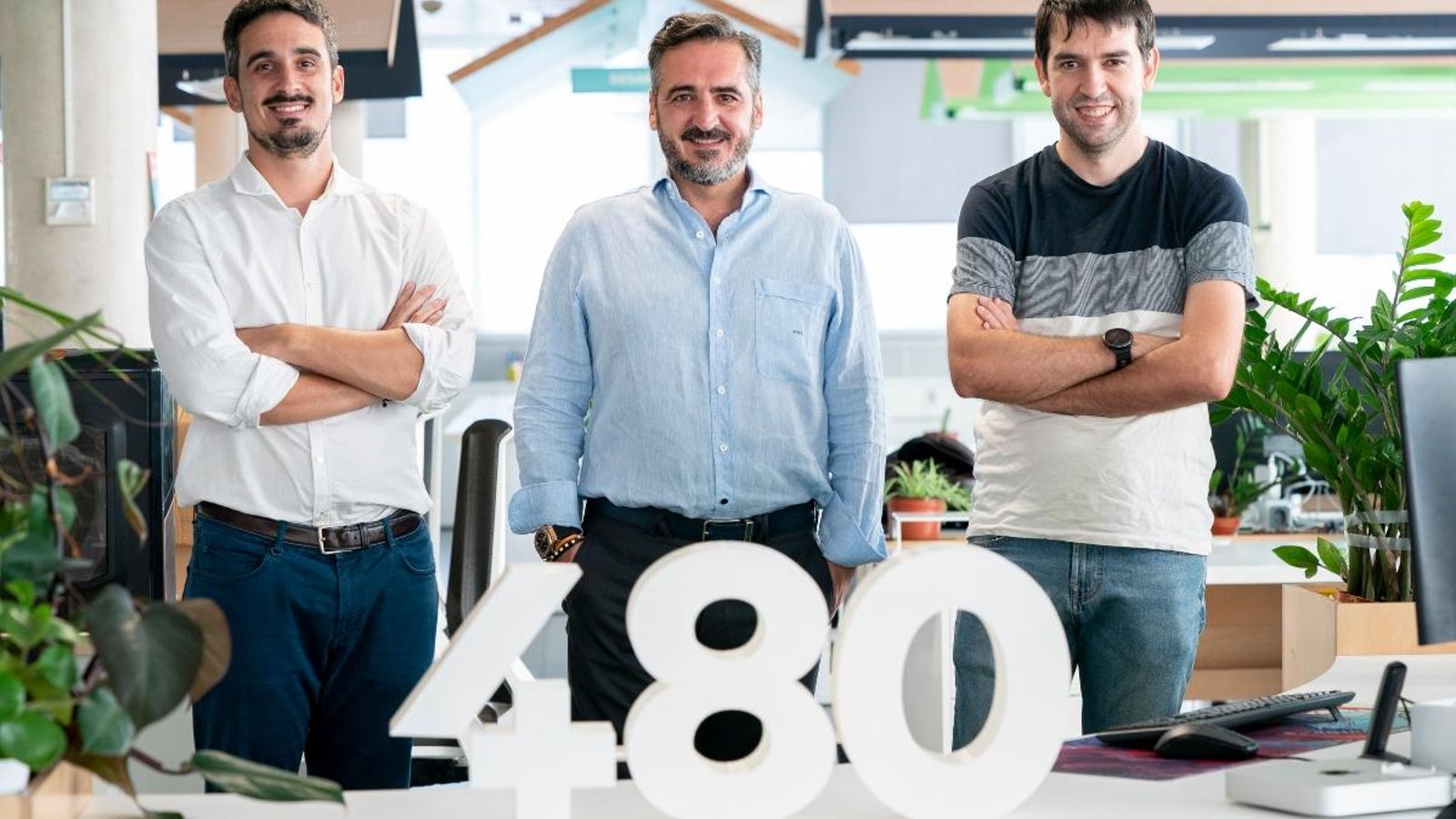 El CEO i cofundador de la companyia, Alfredo R. Cebrián; el president, Vicente Montesinos;  i el CTO i cofundador, Sergio Aguado