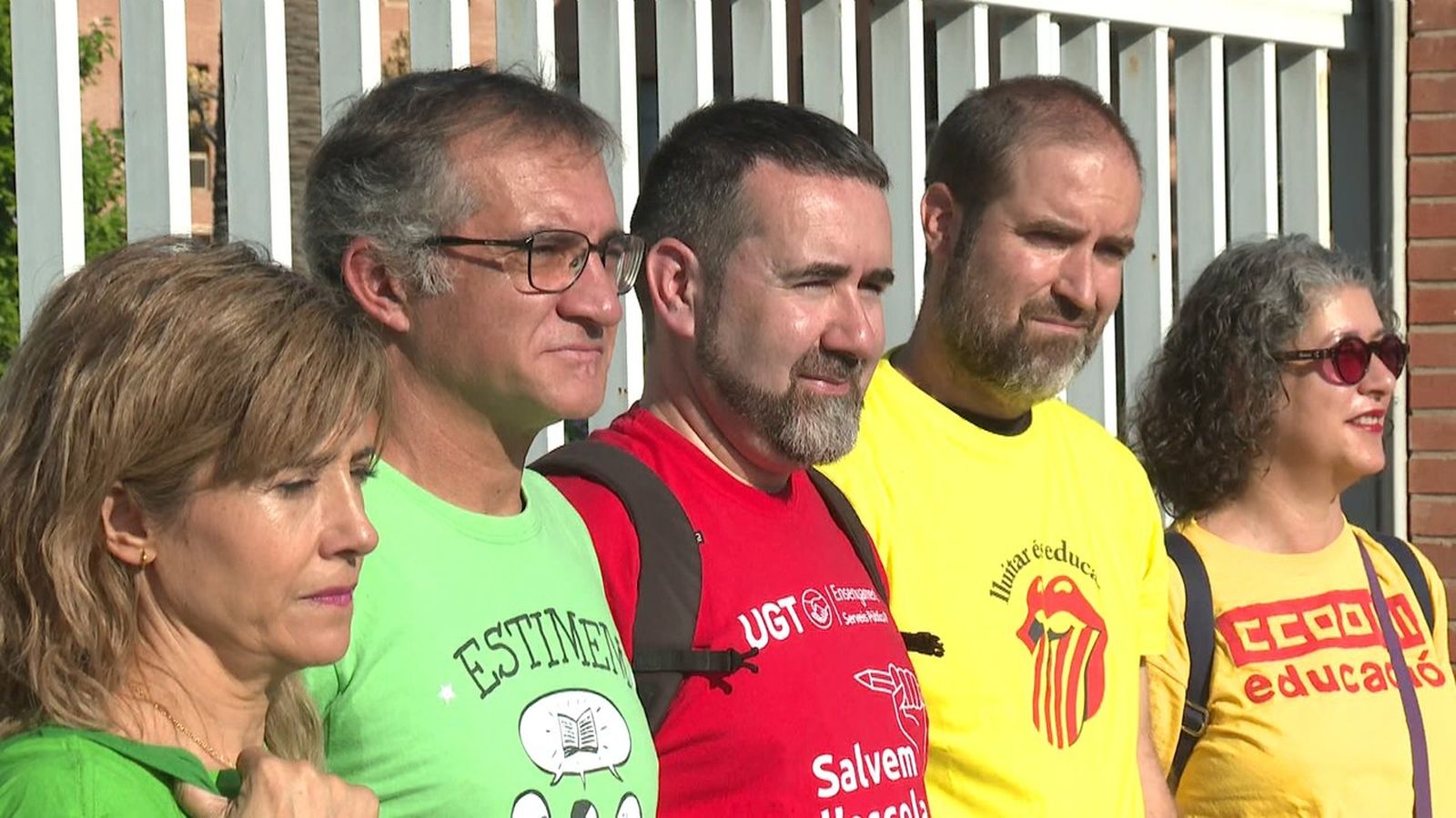 Representants dels sindicats de l'ensenyament STEPV, CCOO i UGT