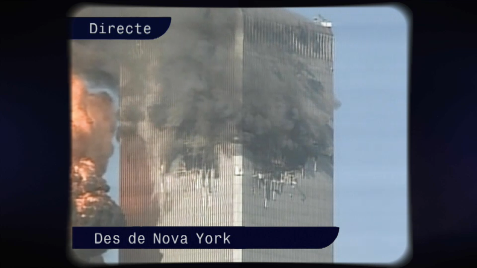 Imatges del directe de Canal 9 de l'atemptat de l'11S