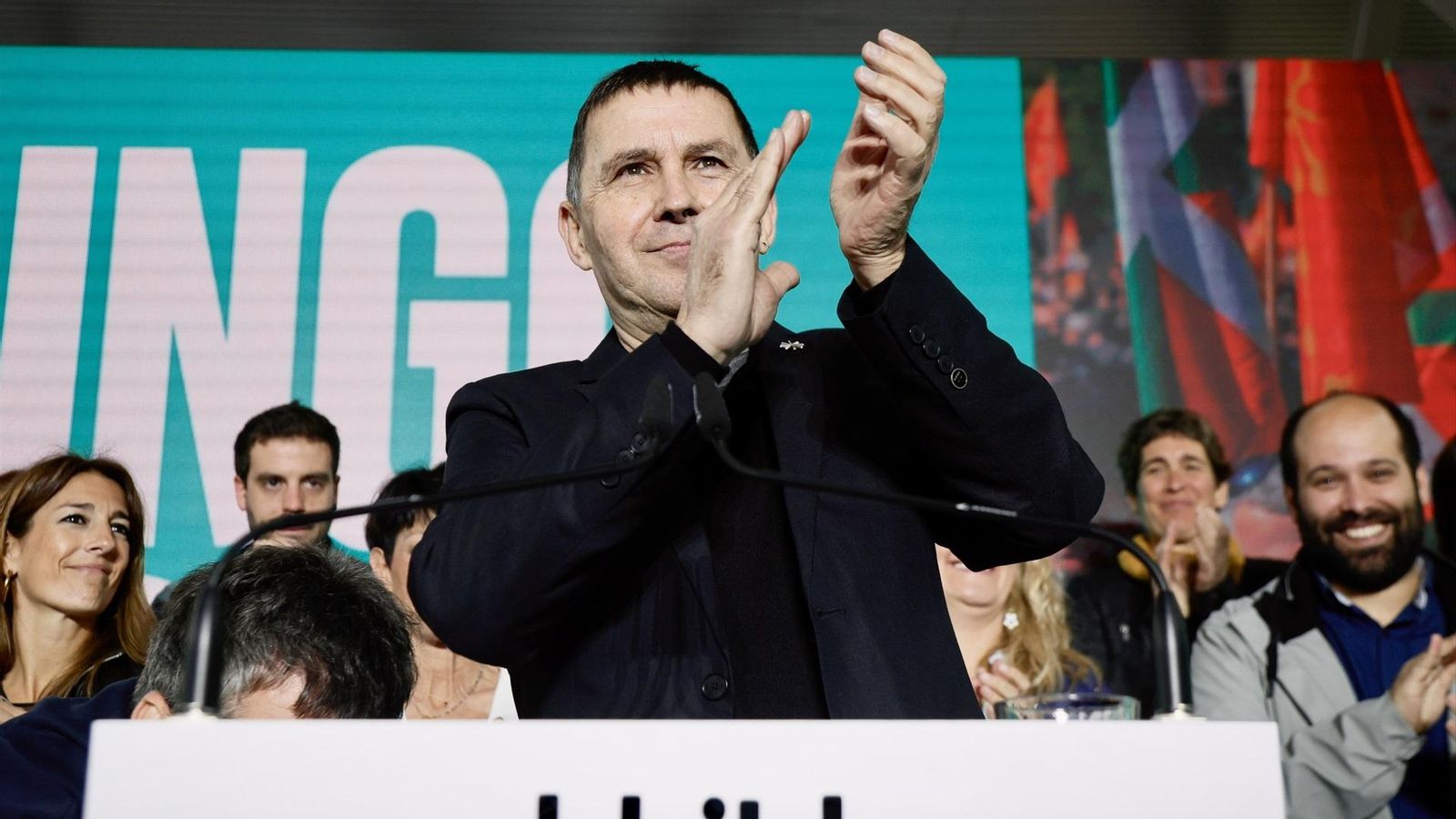 El coordinador general d'EH Bildu, Arnaldo Otegui, durant un acte electoral