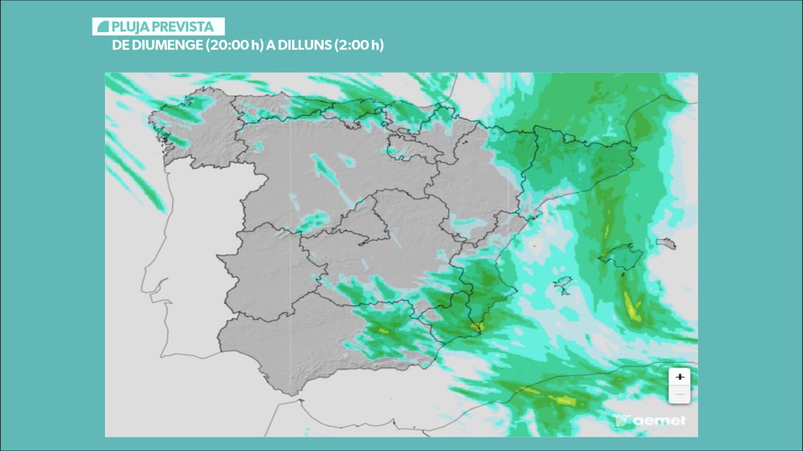 PLUJA DE DIUMENGE (20:00 h) A DILLUNS (2:00 h)
