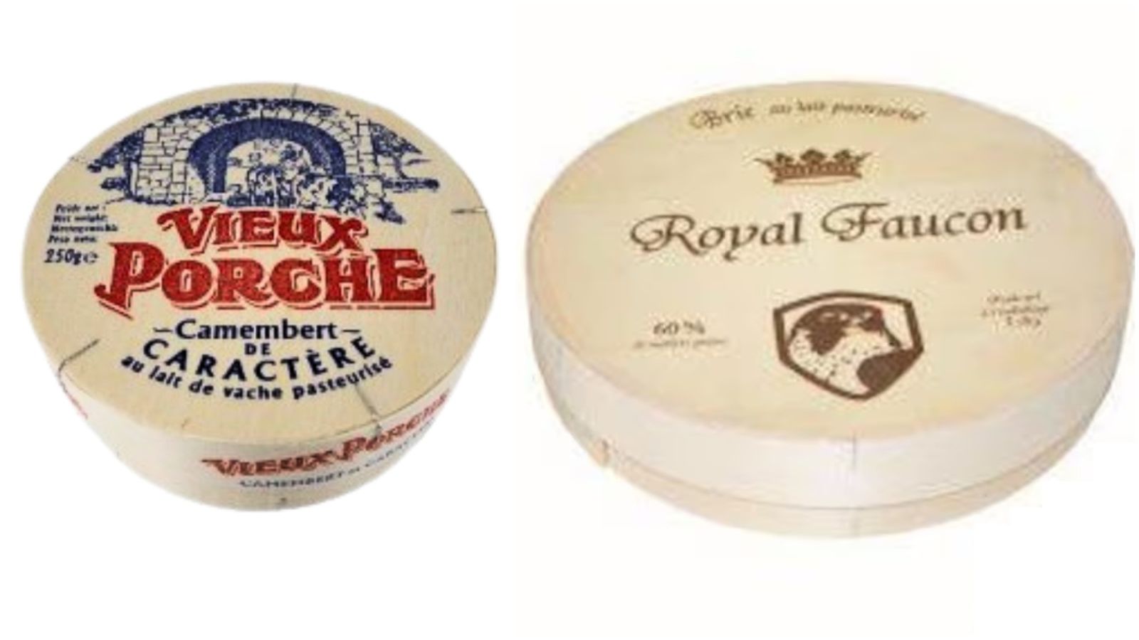 Els formatges Brie Royal Faucon i el camembert Vieux Porche