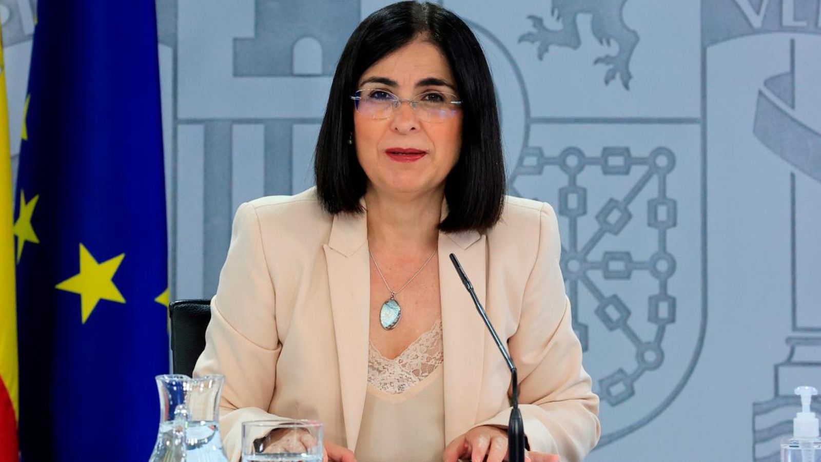 La Ministra de Sanitat, Carolina Darias, durant la roda de premsa posterior al Consell Interterritorial del Sistema Nacional de Salut