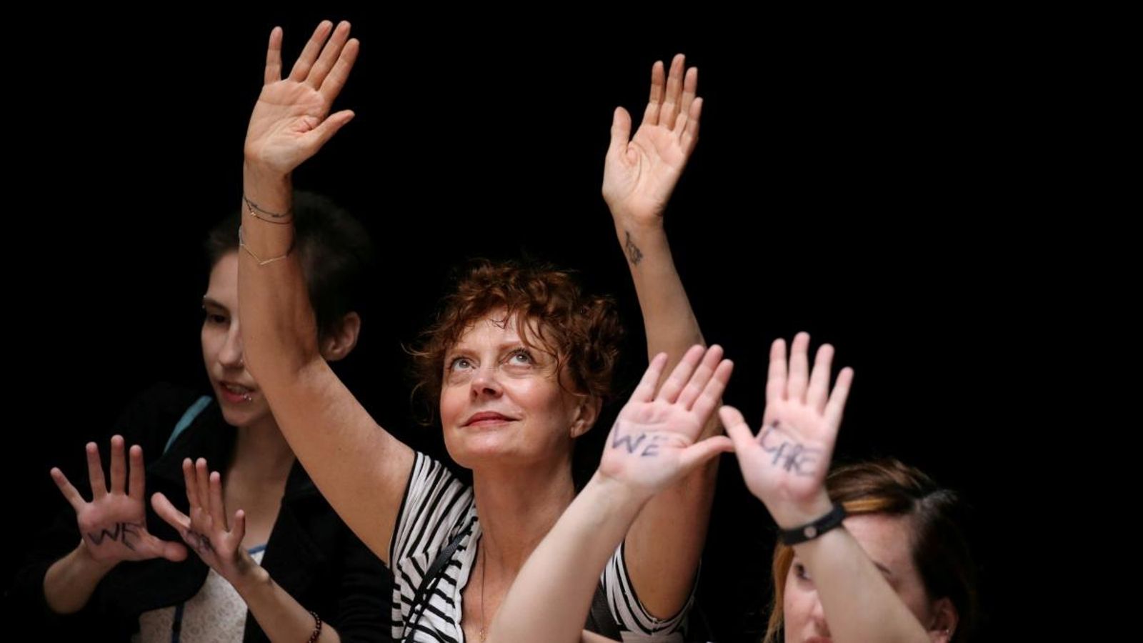 L'actriu Susan Sarandon, durant la protesta