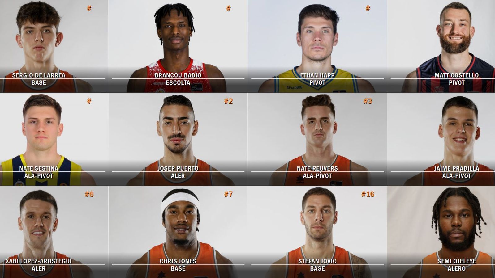 La plantilla taronja, abans de l'arribada de Jean Montero