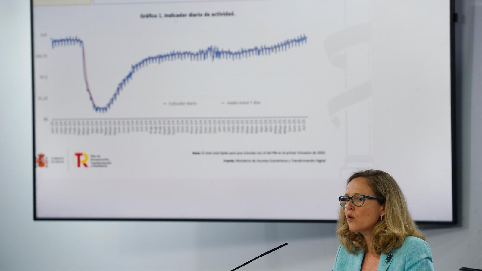 La vicepresidenta primera del govern espanyol i ministra d'Economia, Nadia Calviño, aquest dimarts