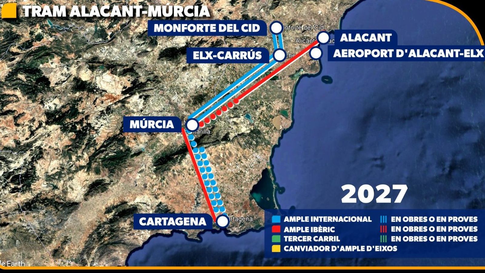 Situació del tram del corredor mediterrani entre Alacant i Múrcia
