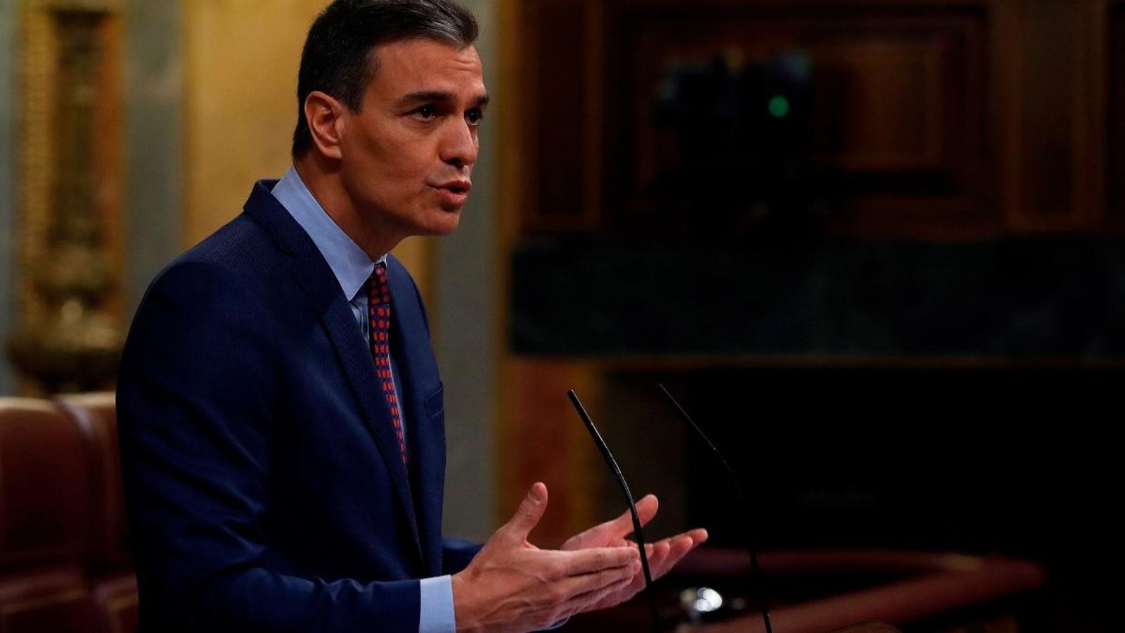 Sánchez durant la seua compareixença al Congrés aquest dimecres