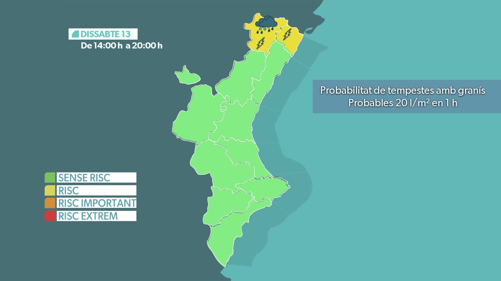 Dissabte amb calor d'estiu i tempestes de vesprada al nord.