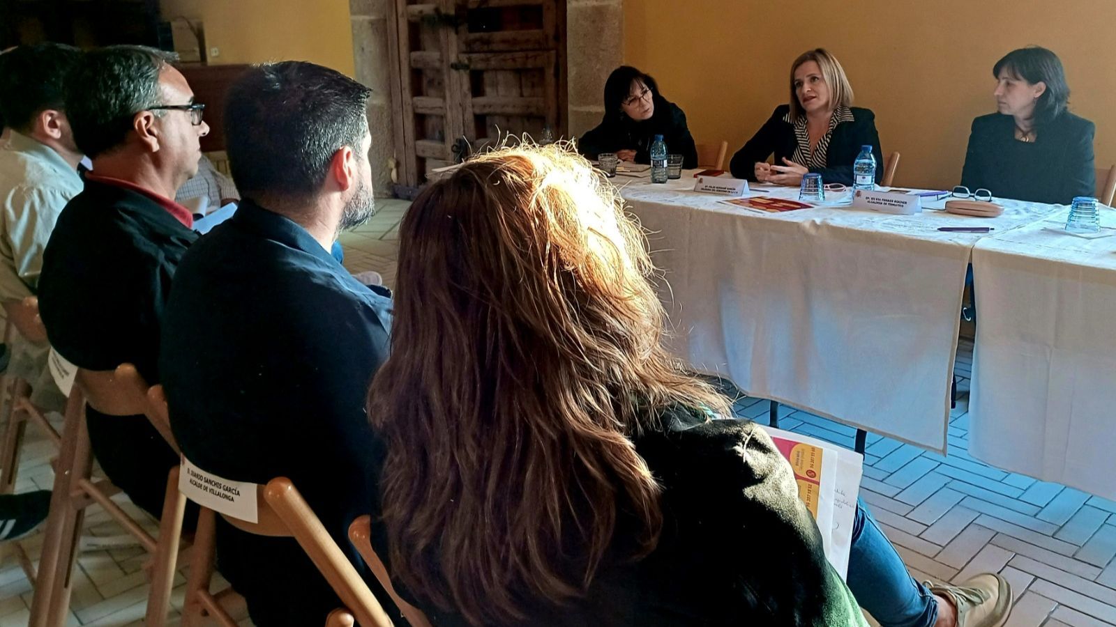 Els alcaldes i alcaldesses dels municipis afectats per l'incendi de Montitxelvo reunits amb la delegada del govern a la Comunitat Valenciana, Pilar Bernabé