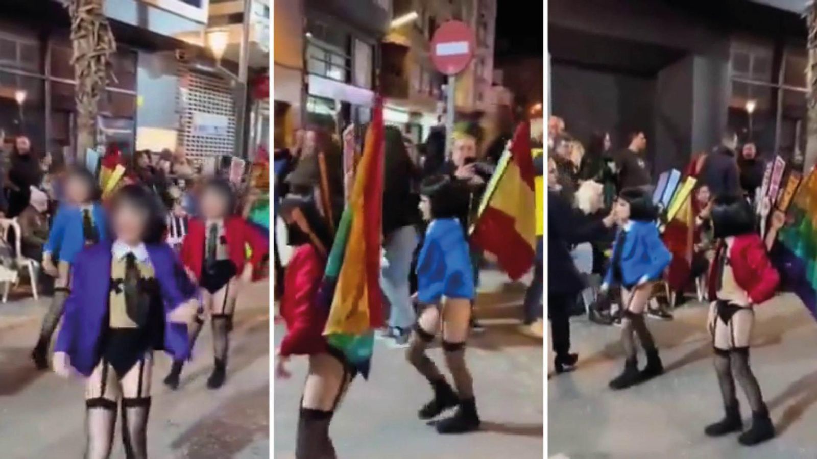 Les xiquetes de la comparsa Osadía amb la disfressa de roba eròtica amb què van desfilar