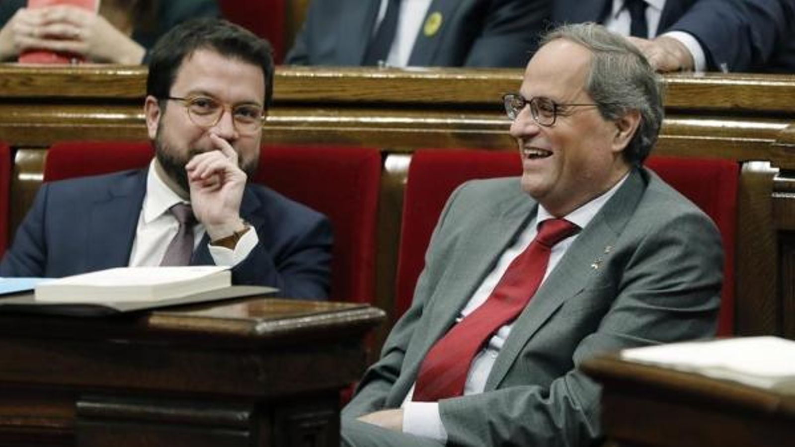 El president català, Quim Torra (dreta), i el vicepresident, Pere Aragonés (esquerra)