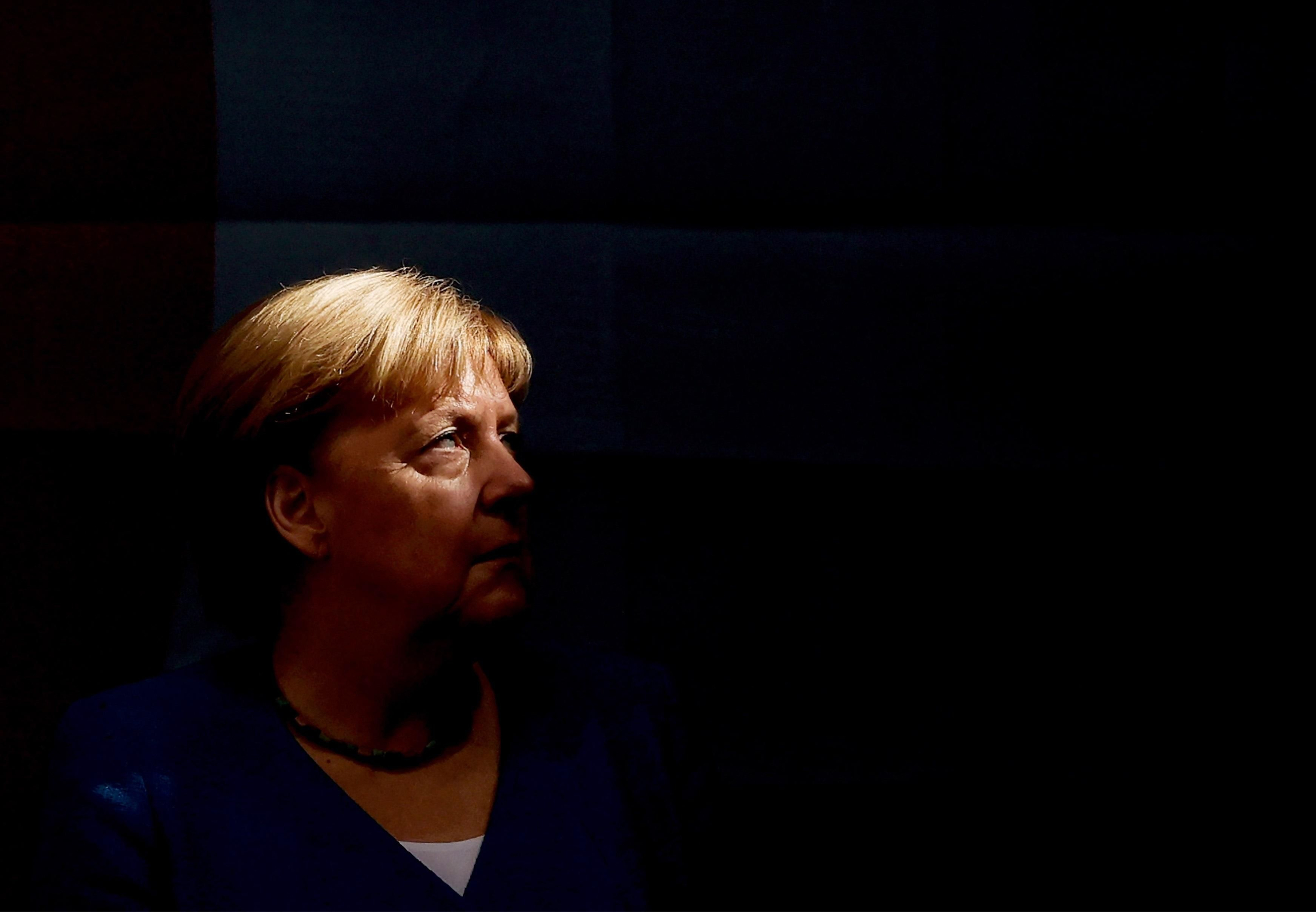 La cancellera Angela Merkel durant la clausura de la campanya del seu partit La canciller Angela Merkel durant la clausura de la campanya del seu partit