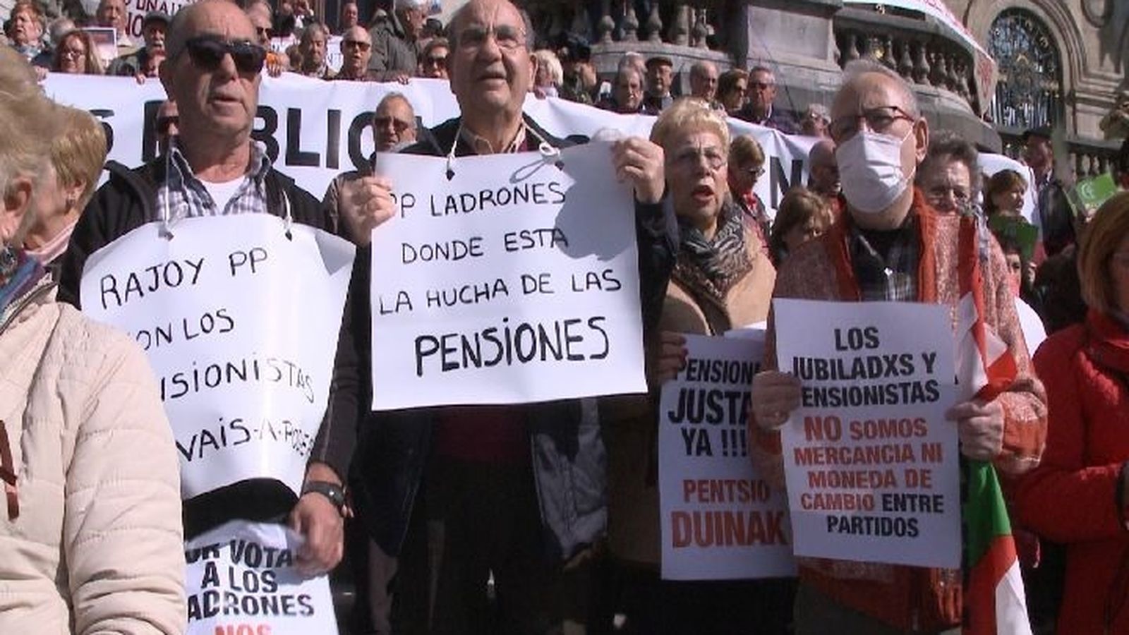 Imatge d'arxiu d'una protesta per a defensar pensions dignes
