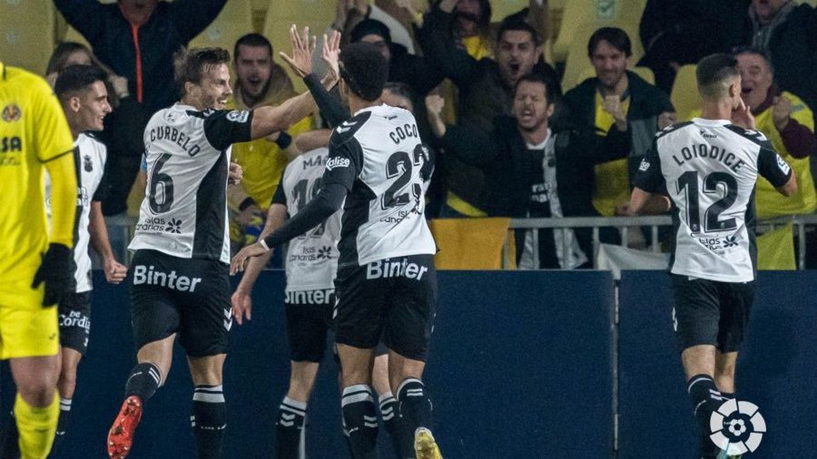 Els jugadors de Las Palmas celebren el gol