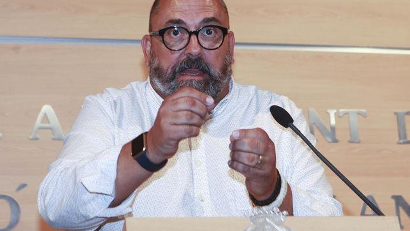 El secretari d'Ocupació, Enric Nomdedéu, durant una roda de premsa
