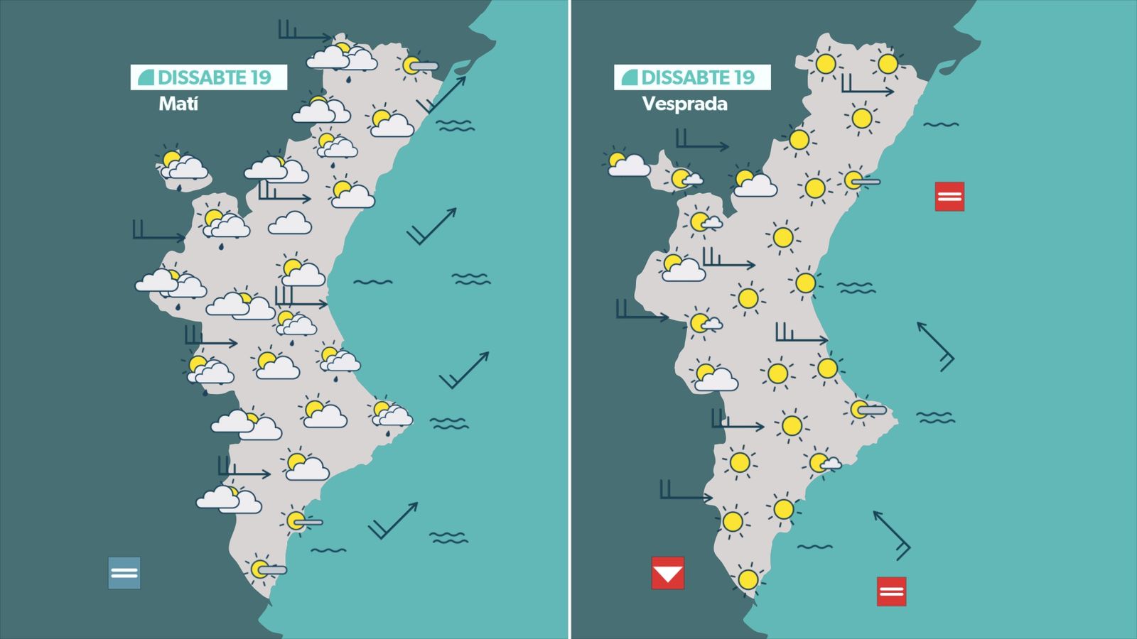 Previsió de l'oratge per a este dissabte, 19 d'abril