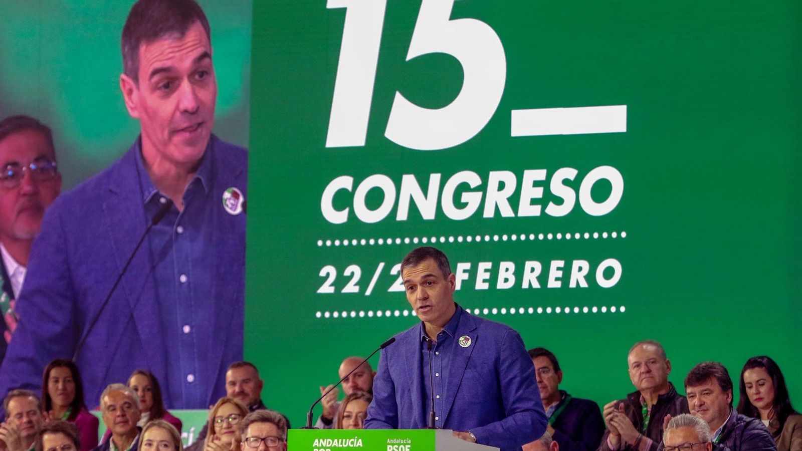 El president del govern espanyol durant la seua intervenció en el congrés del Psoe andaluz, celebrat a Granada
