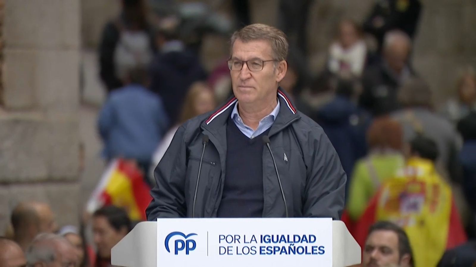 El president del Partit Popular, Albero Núñez Feijóo, aquest diumenge en un acte de partir celebrat a Toledo